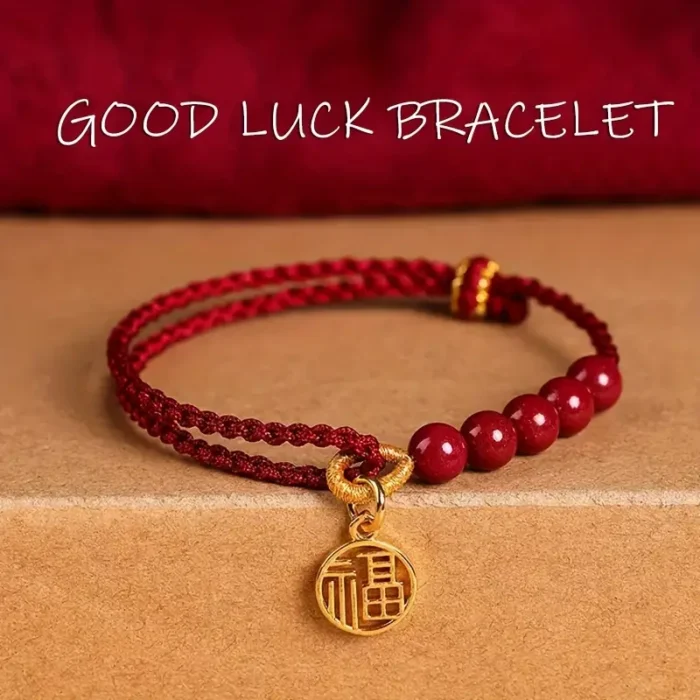 1pc Red Rope Braided Charms Blessing Bracelet, Good Luck Beads Bracelet, For Women Men, For Lover Family Friend Gift