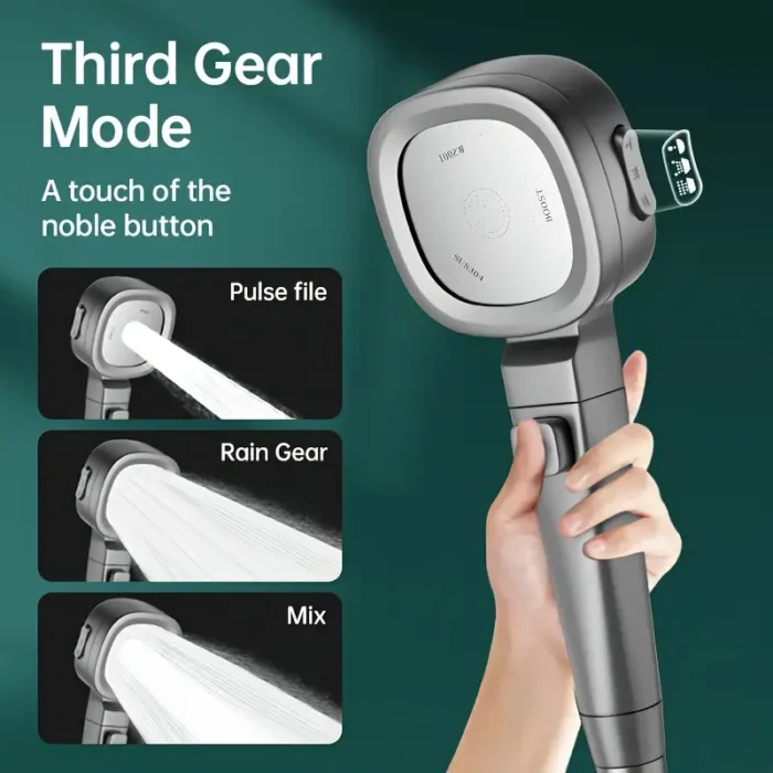 1pc Musurjoy Handheld Shower Head with 4 Spray Patterns, One Touch Water Stop, Wall Mount/Insert, Round Plastic with Painted Finish, Power Spray System, No Electricity Needed, Ideal for Bathroom, Christmas Valentine'S Day Gift